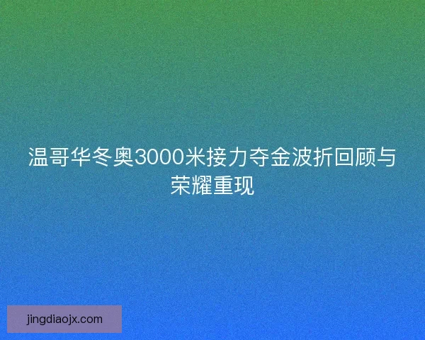 温哥华冬奥3000米接力夺金波折回顾与荣耀重现