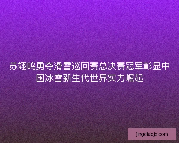 苏翊鸣勇夺滑雪巡回赛总决赛冠军彰显中国冰雪新生代世界实力崛起